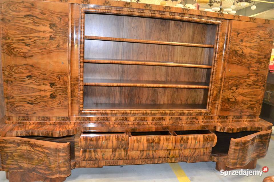 Biurko i Biblioteka 3m orzech 192030r Art deco Meble Bronisze