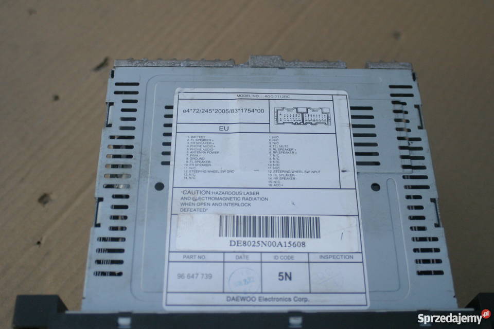 CHEVROLET CAPTIVA RADIO CD MP3 AGC7112RC osobowe lubuskie Bieleń