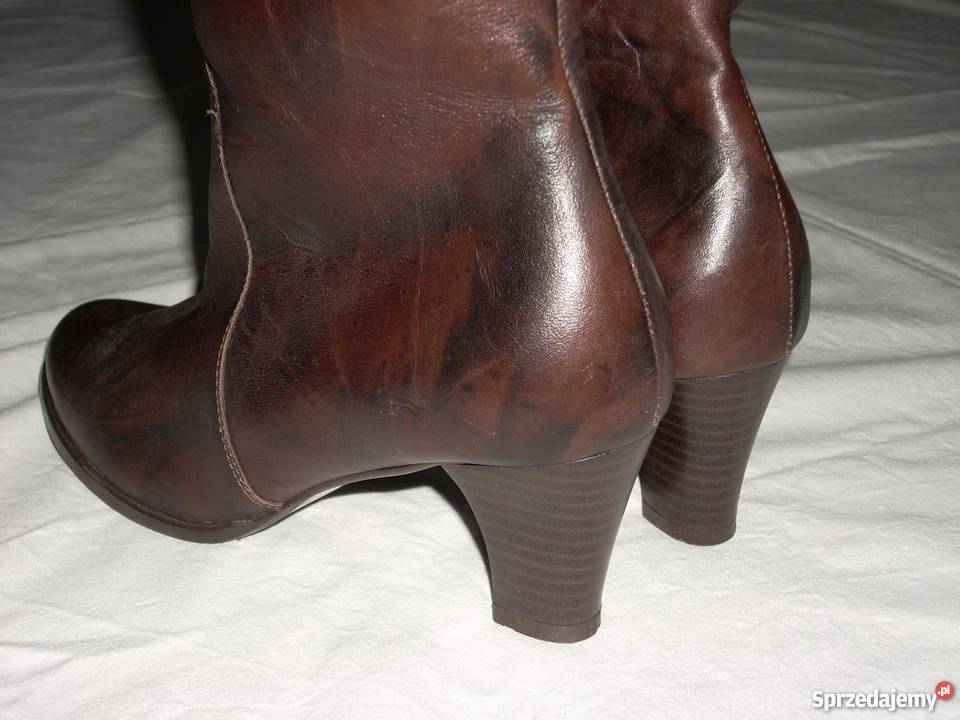 NOWE skórzane kozaki 35 36 wygodne skóra nat
