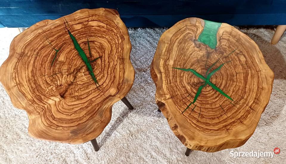 Stolik kawowy KOMPLET OLIWKA plaster drewna loft Śrem