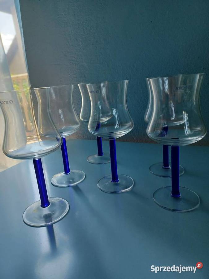 Kieliszki do wina Krosno kobaltowya nóżka Antyki, Sztuka, Kolekcje