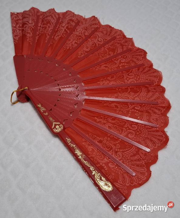 Wachlarz składany czerwony plastikowy 43 Czeladź