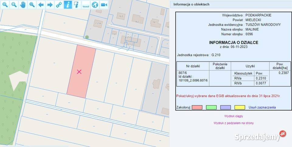 Działka budowlana 24ar Malinie podkarpackie