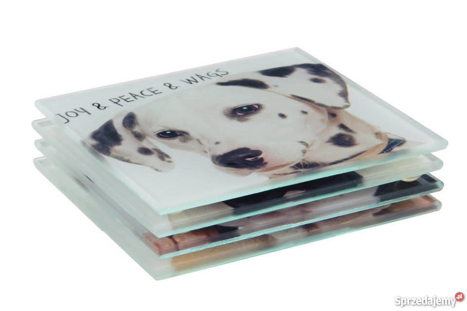 Podkładki szklane z psami komplet 4 Kanie