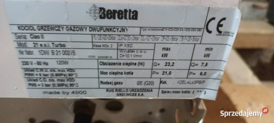 Piec gazowy Beretta Ciao II 24 esi dwufunkcyjny Kotły i Piece CO mazowieckie Piaseczno