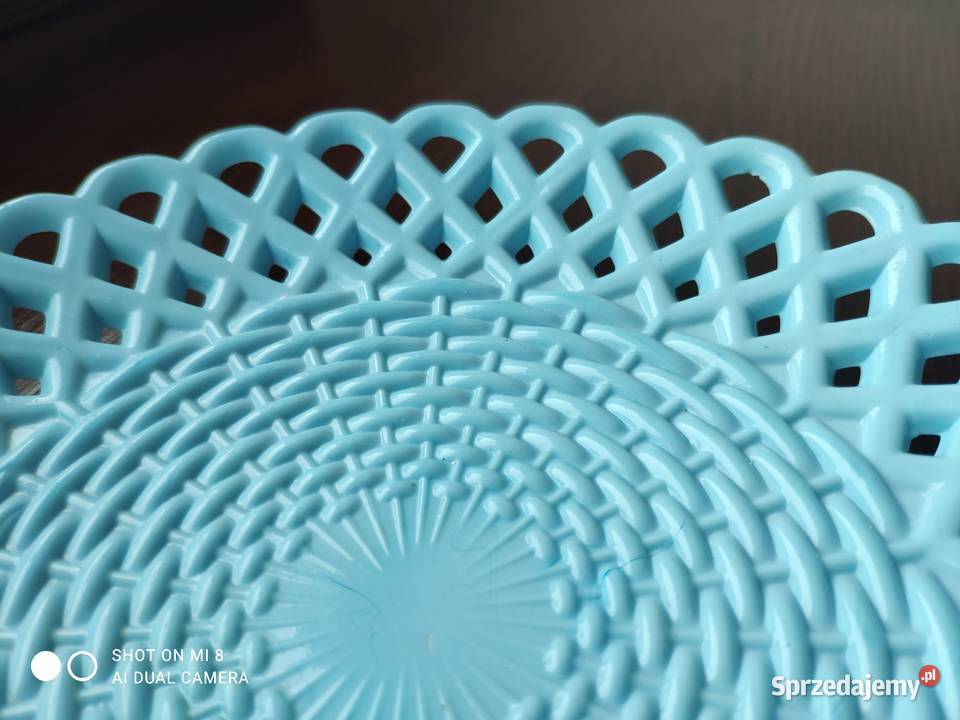 SOWERBY tkany szklany koszyk talerz z ok 1870r Antyki Kraków