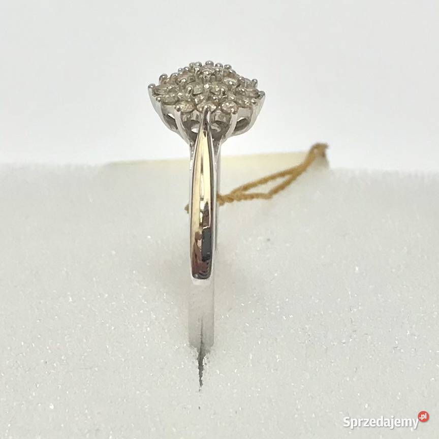 Złoty PIERŚCIONEK 14K z DIAMENTAMI 019ct YES cud Warszawa