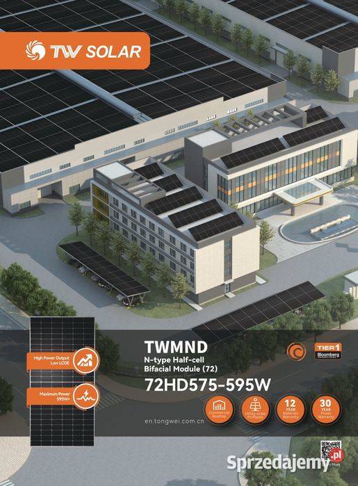 Panel fotowoltaiczny TONGWEI Solar 590W Bifacial