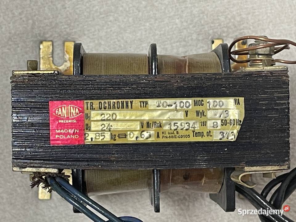 Transformator ochronny TO100 trafo 220V24V PRL zachodniopomorskie Kołobrzeg