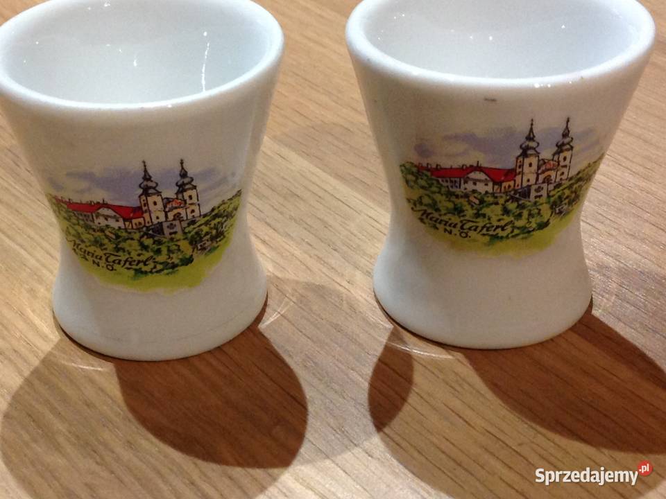 Porcelanowe Kieliszki do Jajek STARE 2 Sygnowane lubuskie Nowa Sól