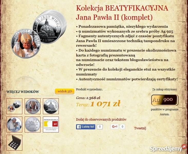 9 X BEATYFIKACJA JAN PAWEŁ II KOLEKCJA ZESTAW Numizmatyka