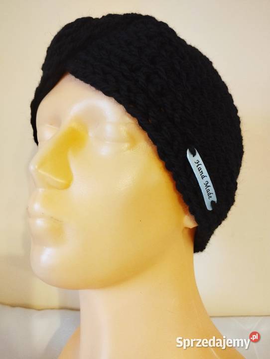 Opaska na głowę turban 100 wełna kolor czarny Dla kobiet Olsztyn