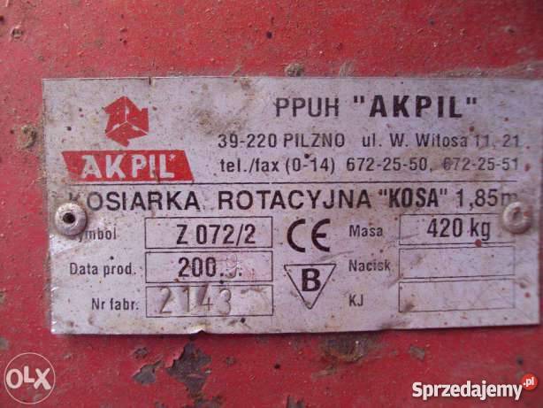 Kosiarka Rotacyjna Akpil Maszyny rolnicze Sokołów Podlaski sprzedam