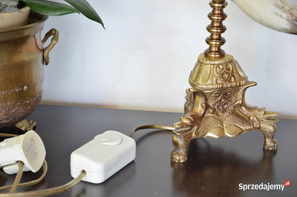 elektryczna lampa naftowa róg mosiądz b stara Jastrzębie-Zdrój