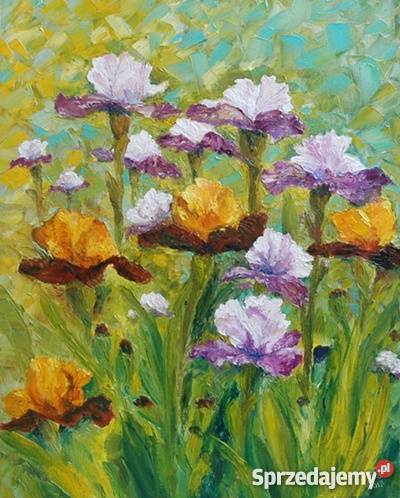 Obraz olejny Irysy 2 sprzedam