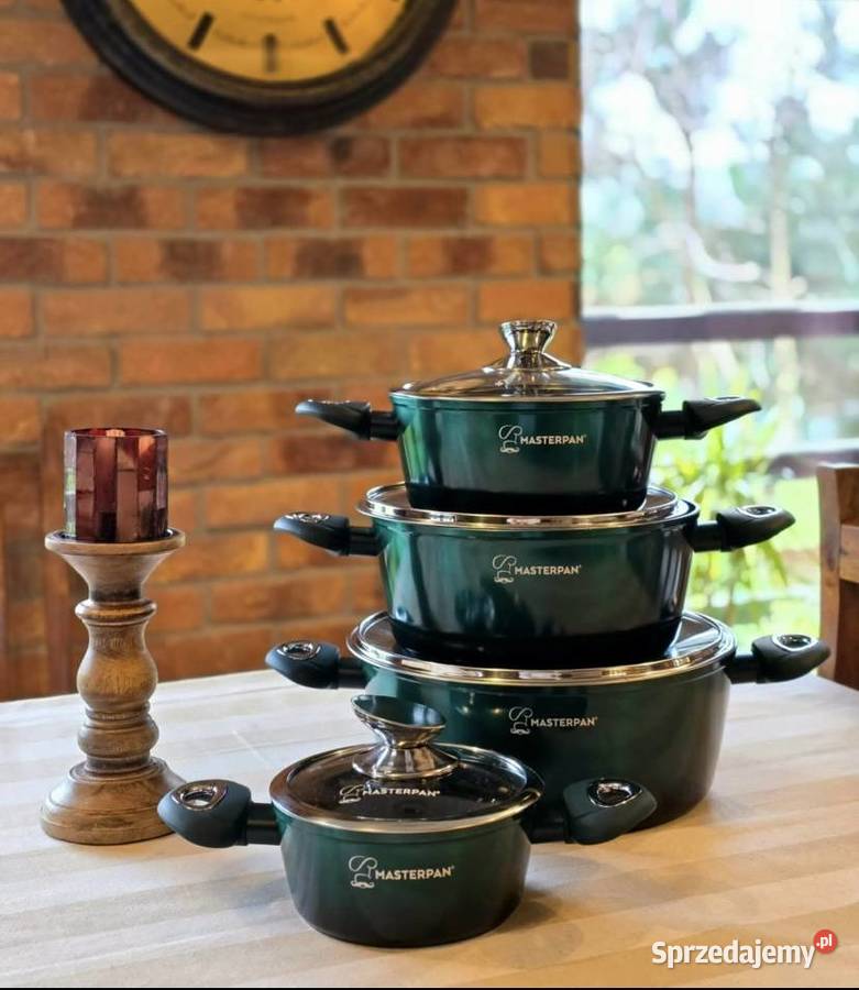 259 Garnki lakierowane zielone 4 sztuki