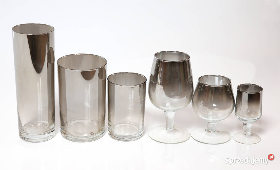 Komplet 36 PLATYNA kieliszki szklanki Krosno