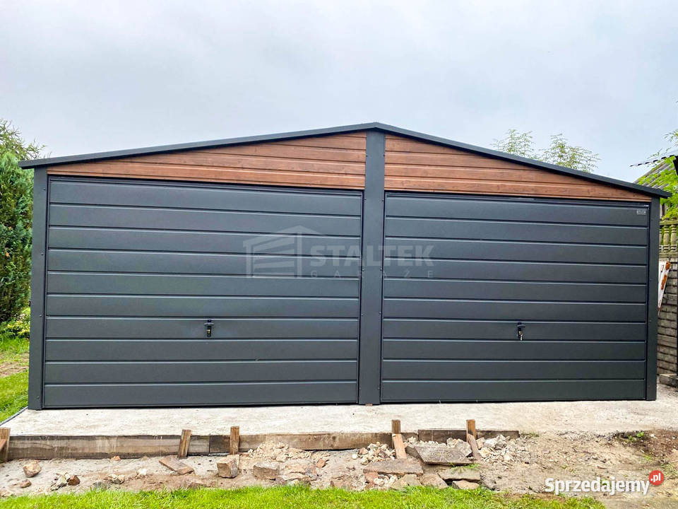 Garaz blaszany 6x58 2x brama uchylna drzwi okno 35m2 Przasnysz sprzedam