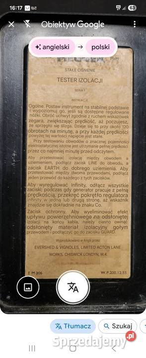 Megaomomierz przyrząd do mierzenia izolacji Gliwice