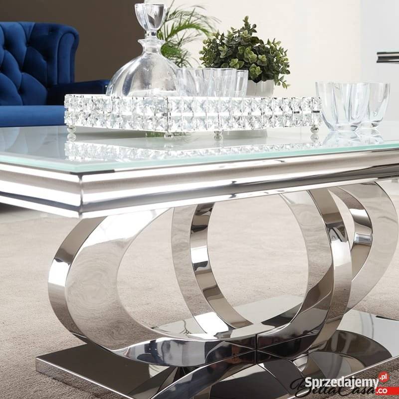 Ława glamour Dallas kamienny blat kawowy stolik