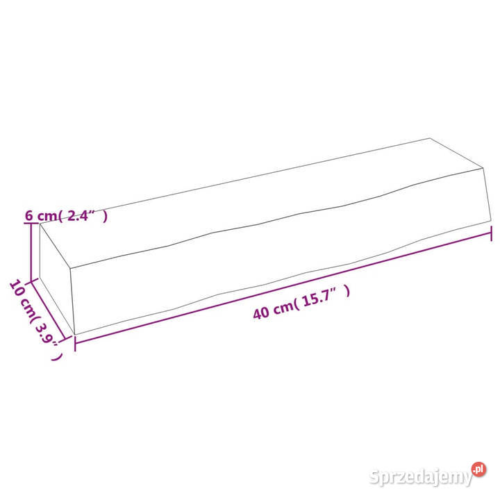 Półka 40x10x6 surowe lite drewno dębowe WM363502 mazowieckie Warszawa