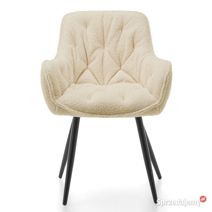 Krzesło Tapicerowane Siena Jasnobeżowe Boucle Tarchały Małe