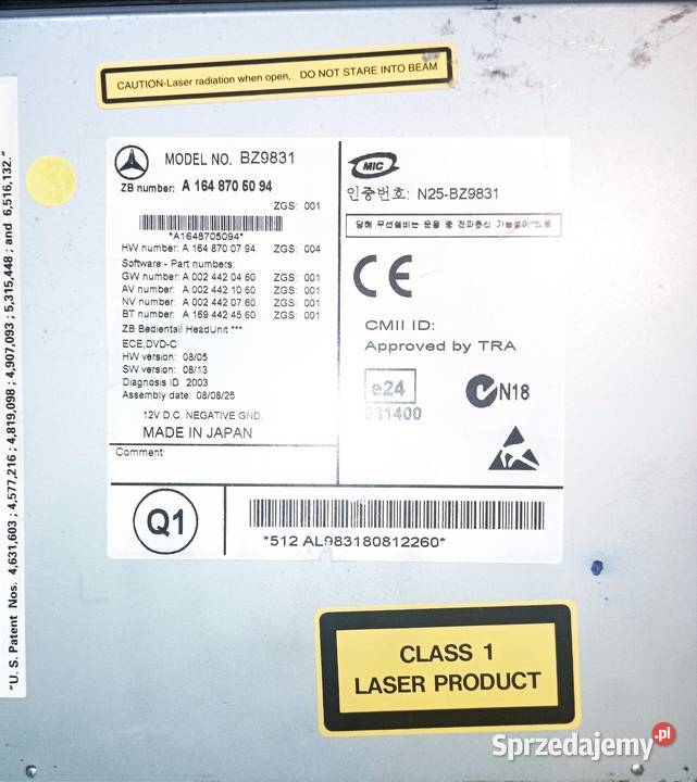 RADIO Ntg 25 COMAND MERCEDES W164 ML X164 GL wielkopolskie