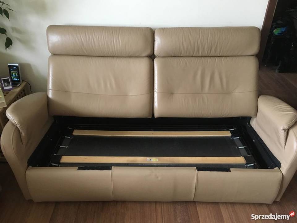 Skórzana sofa z funkcją spania dwa fotele z małopolskie Kraków