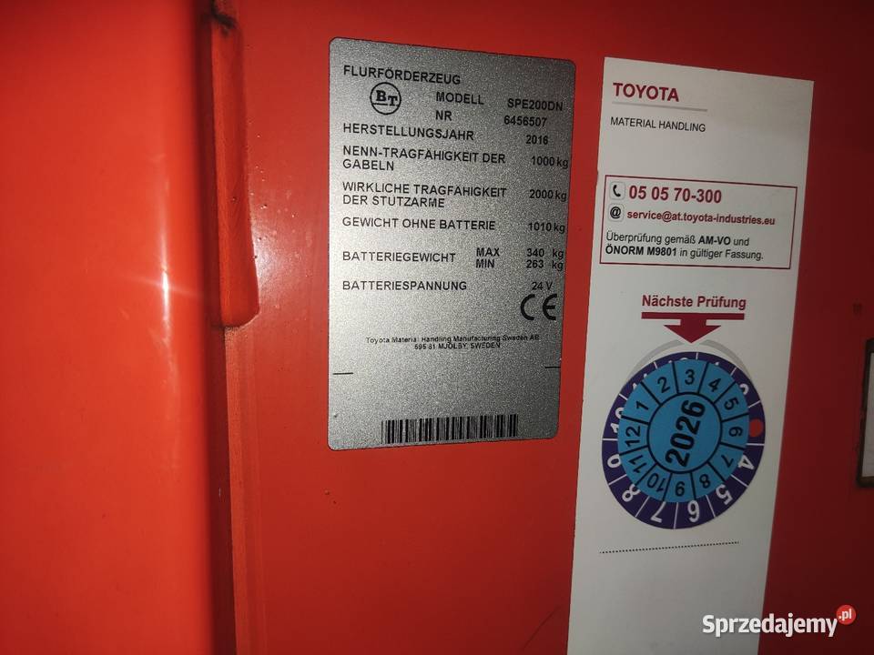 Toyota BT SPE 200DN wózek paletowy podwójne Libusza