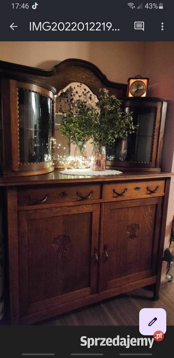 Kredens drewniany przeszklone gablotki lustro 175cm podkarpackie Rzeszów