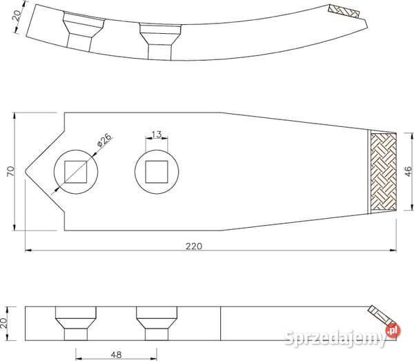 Redliczka 215x40x20 mm wzmocniona wygięta 2otw małopolskie Kamionna