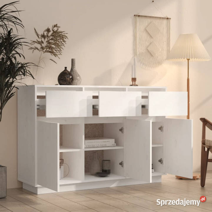 Szafka biała 110x34x75 lite drewno sosnowe