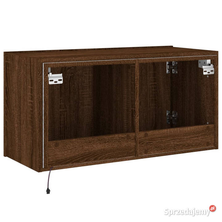Ścienna szafka TV z LED brązowy dąb 80x35x41 Warszawa sprzedam