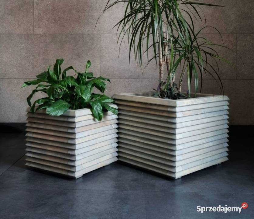 Donice nowoczesne 3D drewniane Zestaw 2 donic Kalety