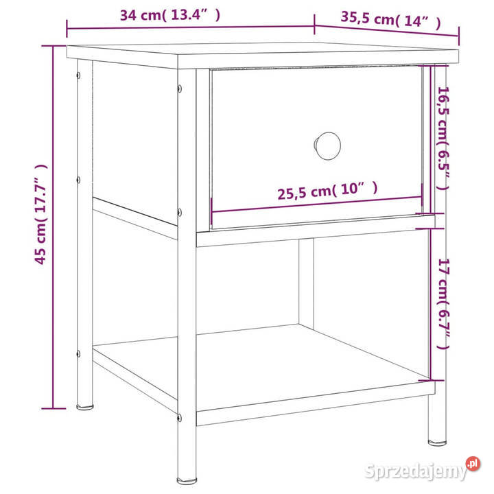 Szafka nocna dąb sonoma 34x355x45 materiał