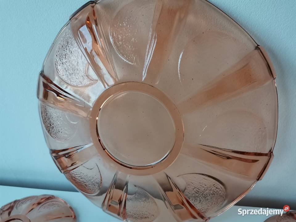 Stara nieużywana patera i talerzyki 15 szkło Art Katowice
