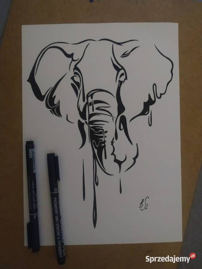 Rysunek słoń cienkopis blok t A4 250 gm2 Warszawa