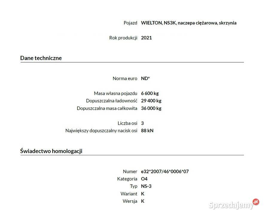NACZEPA WILTON NS3 MEGA 2021 SALON POSLKA mazowieckie Warszawa