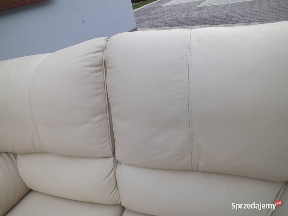 Zestaw kanap skórzanych 321 ecru 5x fukcja relax Firlej