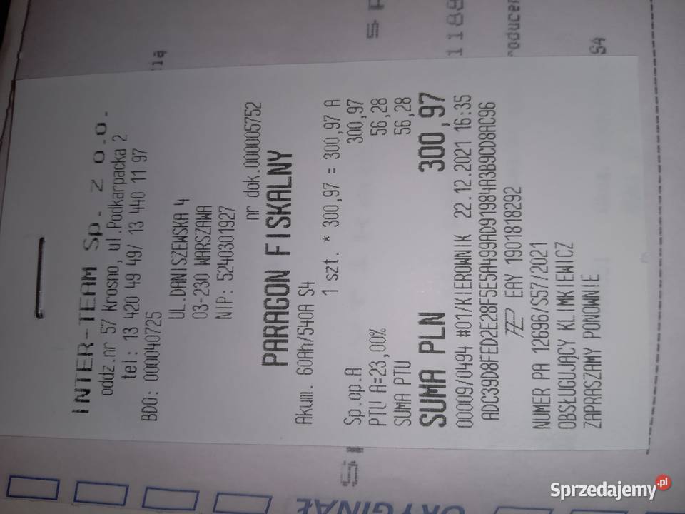 Akumulator Bosch 12V 540A 60Ah Krosno