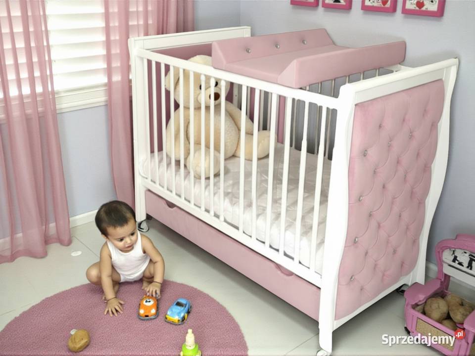 Łóżeczko dziecięce RÓŻOWE tapicerowane 120 x 60 Szczecin