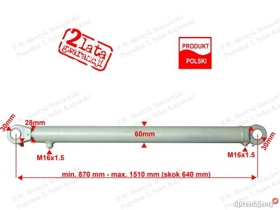 SIŁOWNIK HYDRAULICZNY CYLINDER TŁOK TUR SKOK 640 Solec Kujawski