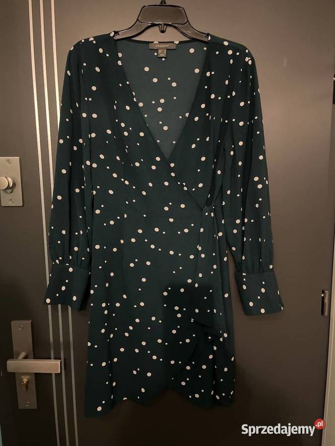 Primark sukienka modny wzór groszki butelkowa