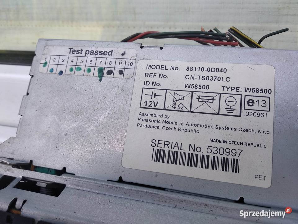 Toyota Yaris I 1 wyświetlacz radia 861100D040 Motoryzacja Sieradz