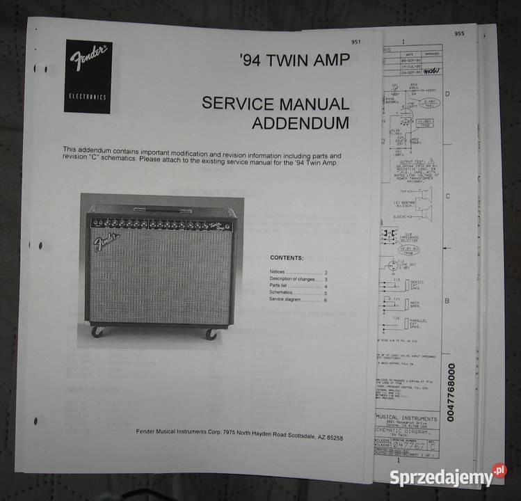Fender 94 Twin Amp Service Manual Addendum Kępice