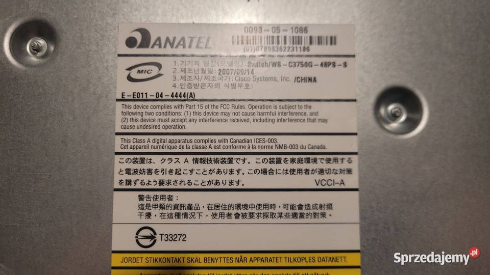 Switch Cisco Catalyst C3750G48S PoE48 Cisco łódzkie Łódź