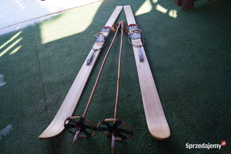 Stare narty jesionowe 165 z kijkami Pruchnik