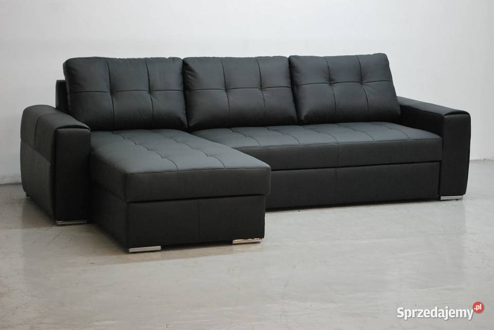 czarna SKÓRA NATURALNA NAROŻNIK Z FSPANIA 6605 Poznań