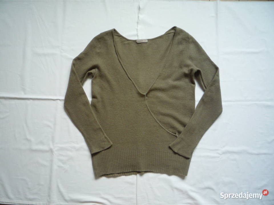 Cashflow 36S Khaki sweter kaszmir dekolt w szpic Szczecin
