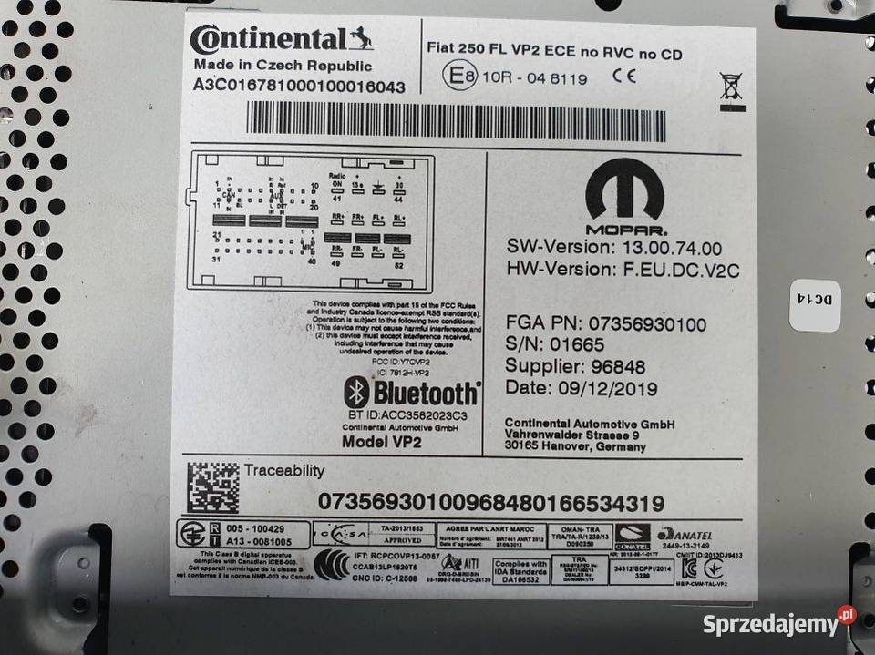 RADIO FIAT DUCATO III L3H2 07356930100 sprzedam
